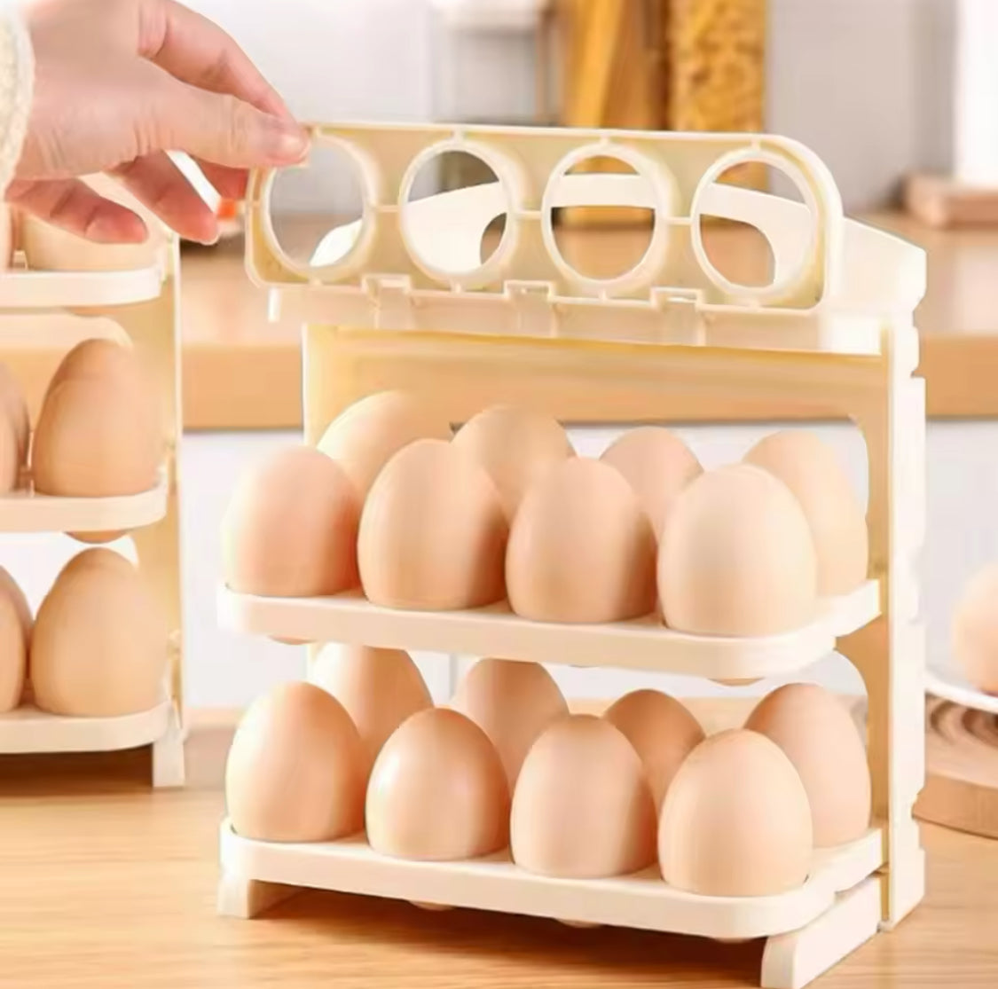 3 Layer Foldable Egg Rack, Folding Fridge Egg Tray, Kitchen Egg Organizer Holder