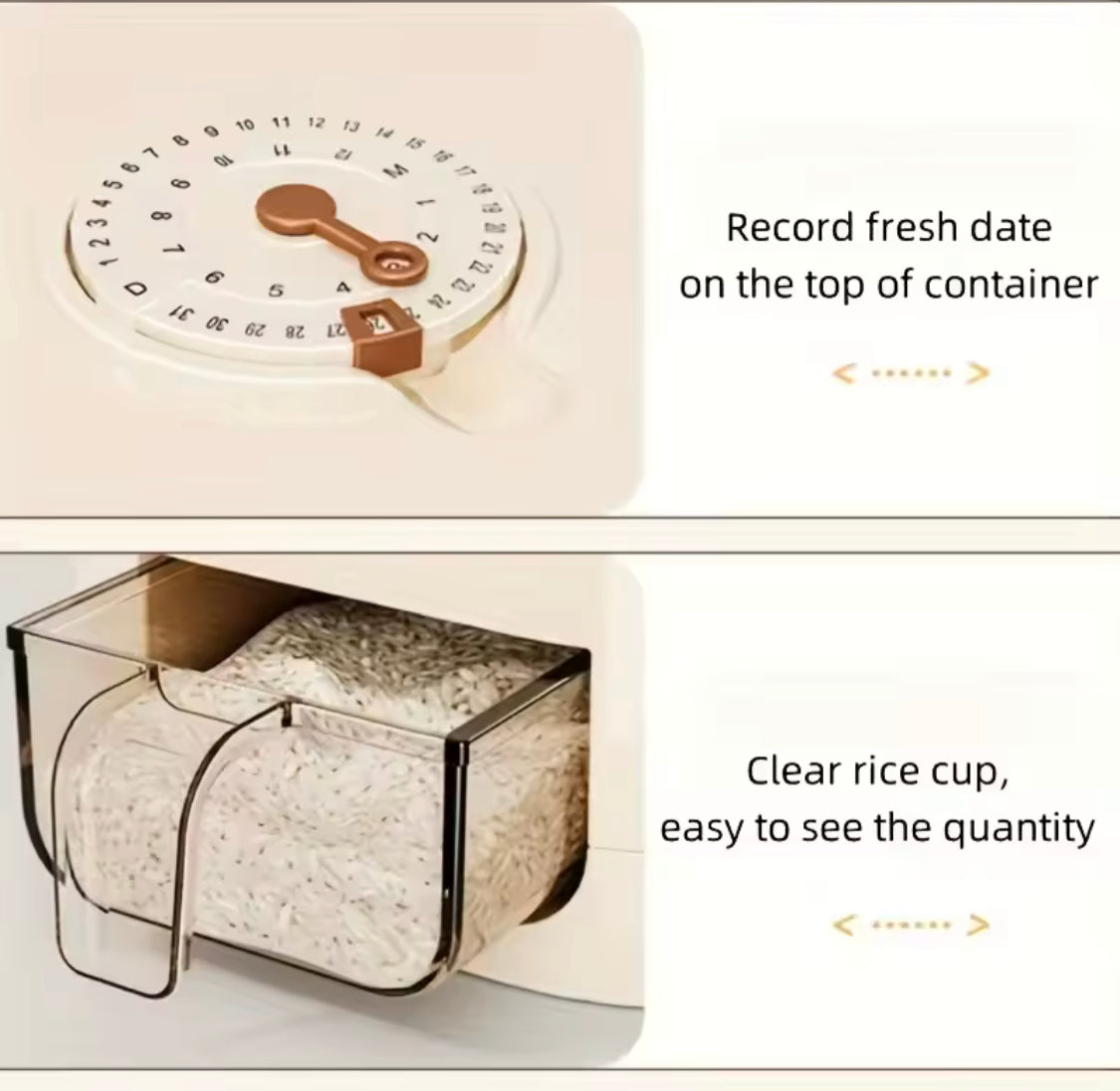 Transparent Kitchen Rice Storage Dispenser, Moisture Proof Cereal Dispenser, Sealed Storage Rice Container