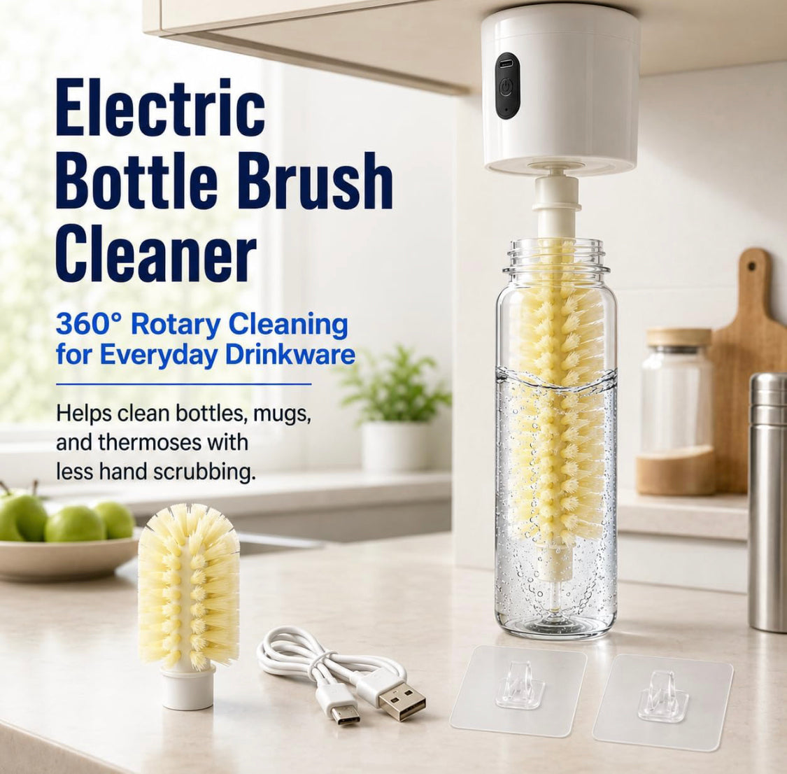 Automatic Glass Cleaner Brush, Electric Water Cup Scrubber, Kitchen Cleaning Gadget