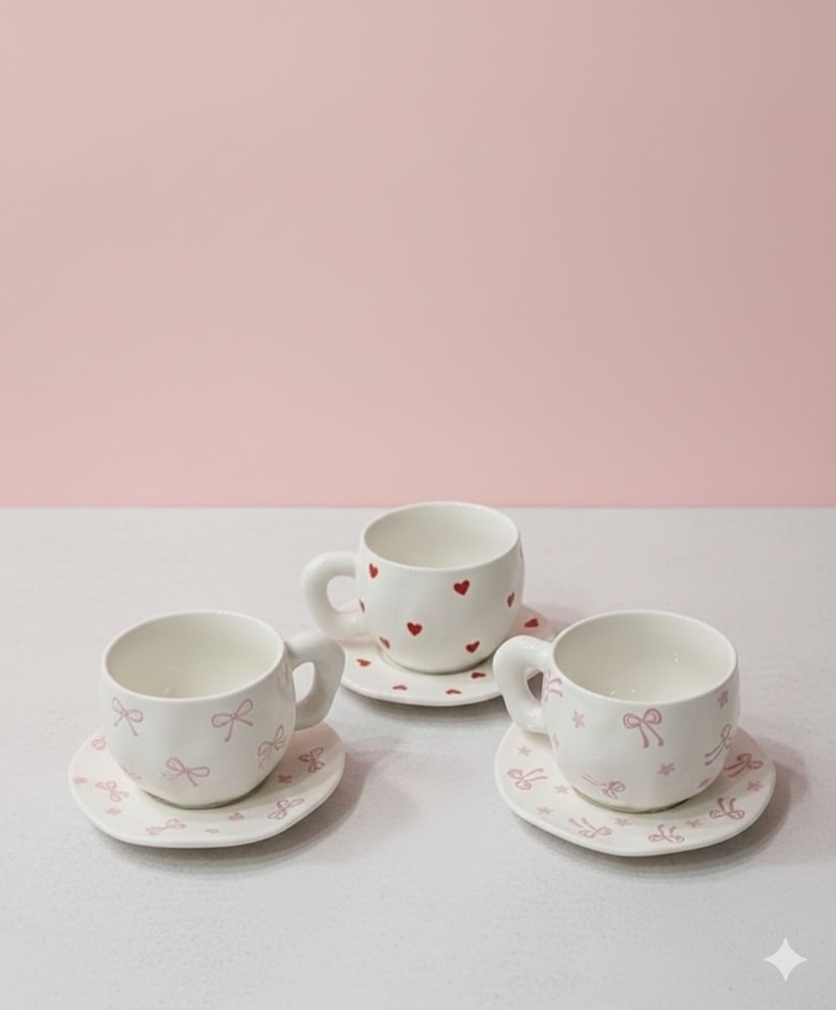 Heritage Ceramic Cup With Saucer, Morning Bliss Cup, 1Pc Home Exquisite Coffee Cup With Saucer