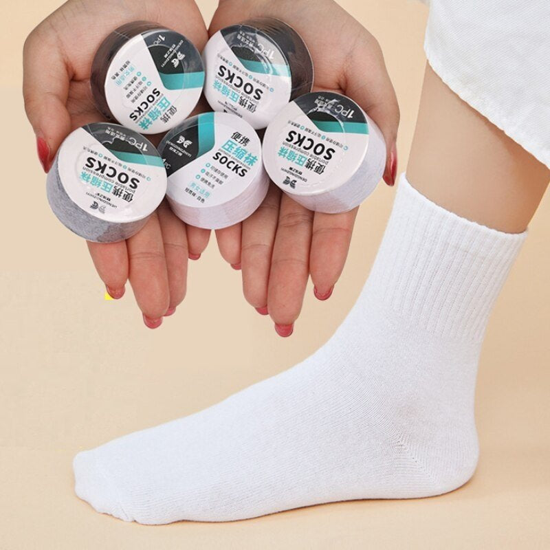Disposable Travel Cottons Socks, Portable Compression Breathable Cotton Socks, Compressed Socks for Travel