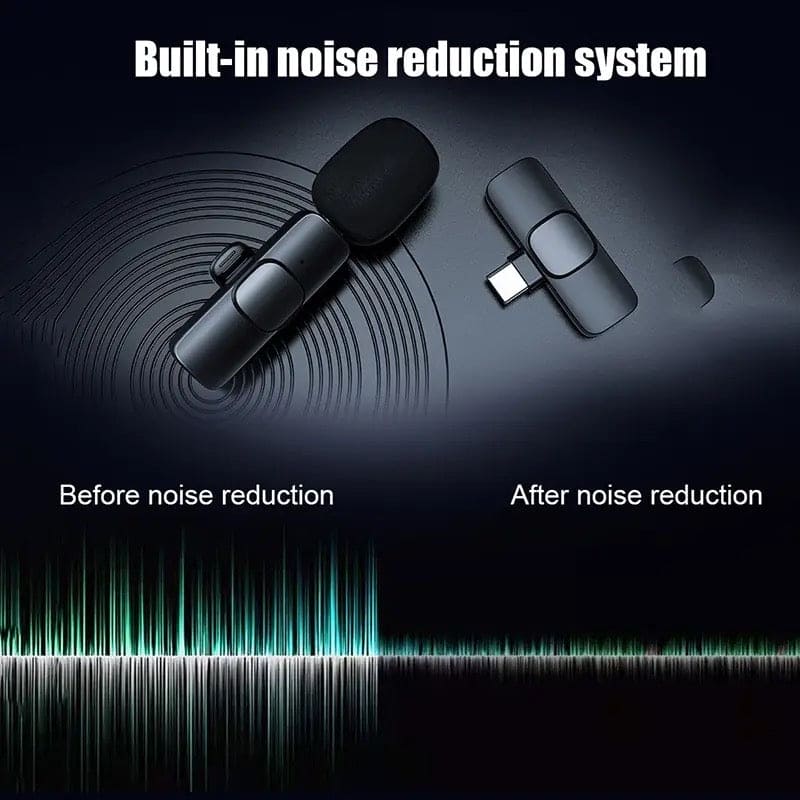 Portable Wireless Mic, Wireless Lavalier Microphone, Mini Mic For Audio Video Recording Interview Streaming Tiktok Game Live Broadcast, Lavalier Microphone for Smartphone, K8 Wireless Mini Mic for iPhone Android Type C