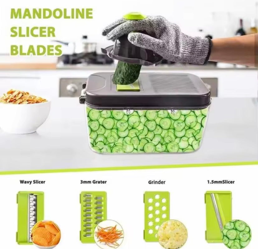 22 In 1 Fruit Vegetable Slicer With Storage Container, Multifunctional Vegetable Cutter, Manual Hand Food Chopper, Kitchen Gadgets