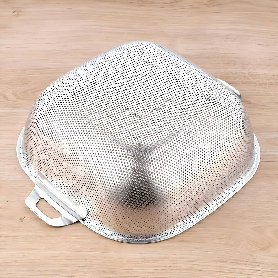 Square Shape Stainless Steel Strainer With Handle, Vegetable and Fruit Washing Strainer, Vegetable Strainer Bowl, Kitchen Steel Mesh Strainer Colander