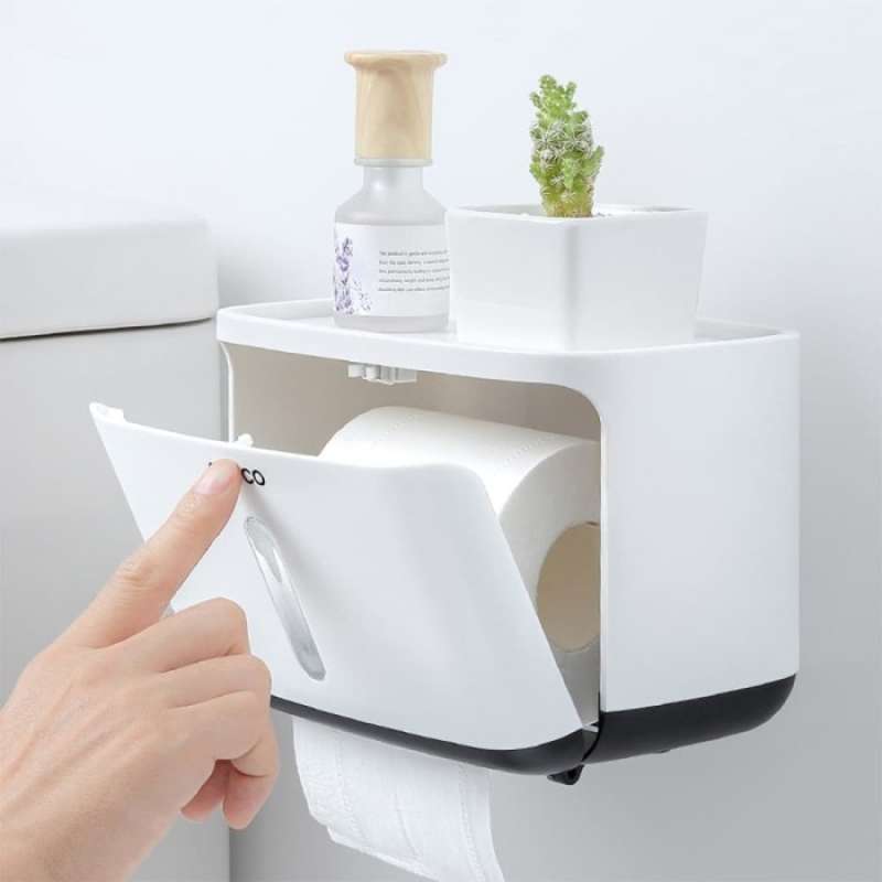 Wall Mounted Toilet Roll Holder With Storage Shelf, Toilet Paper Box, Hand Wiping Tissue Dispenser, Toilet Tissue Rack