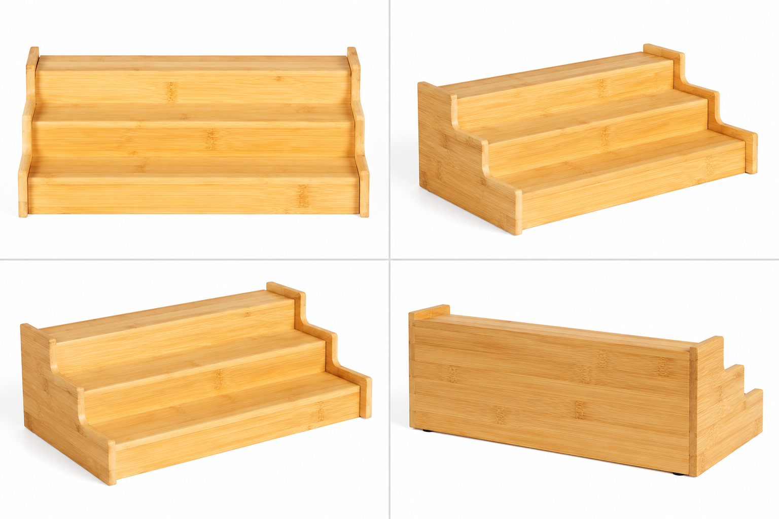 3 Step Bamboo Spice Rack Organizer, Wooden Salad Bar Organizer, Countertop Bamboo Display Stand for Kitchen, Multi Purpose Bamboo Countertop Spices Organizer, Kitchen Gadgets