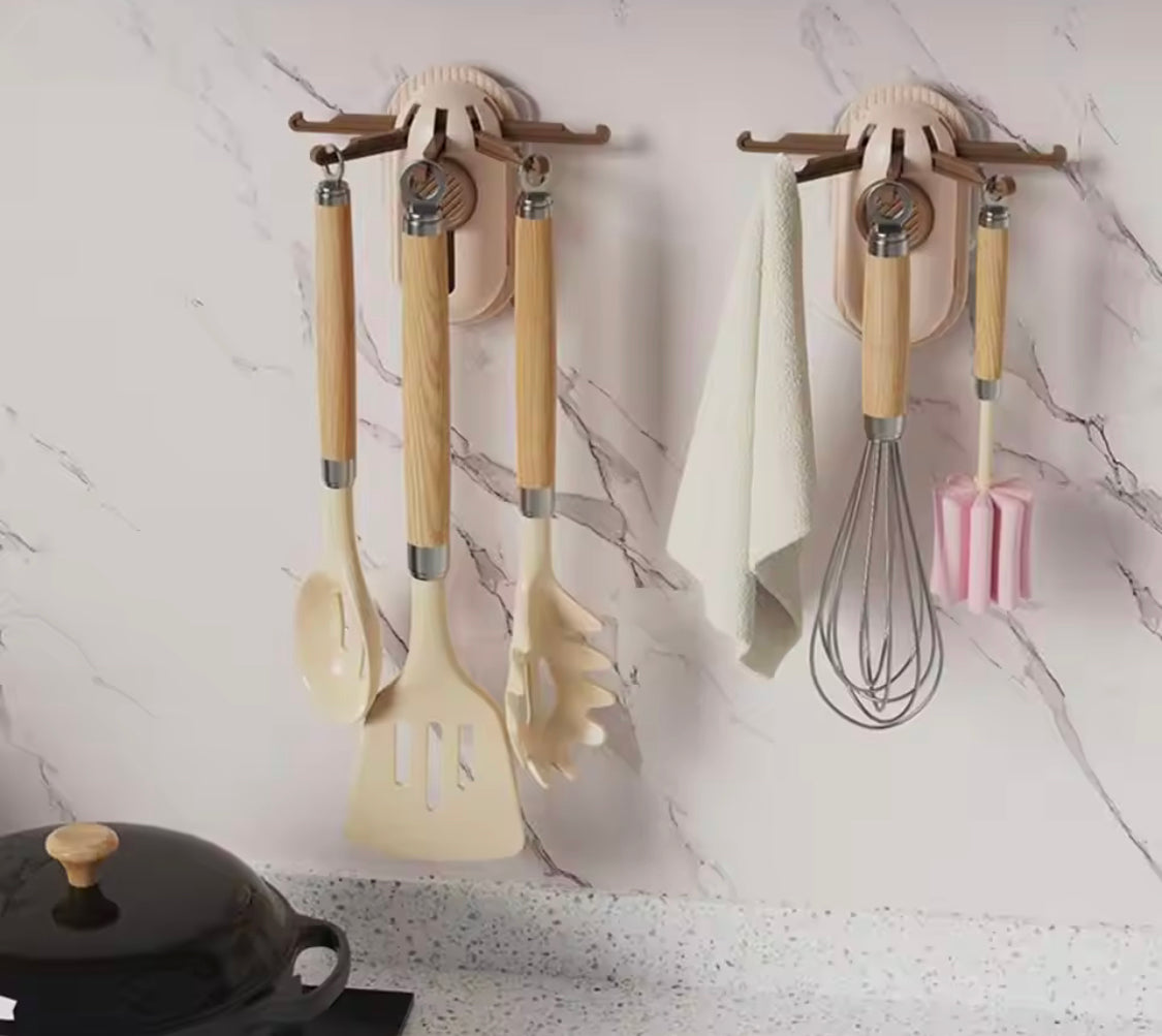 Wall Mounted 5 Claw Telescopic Hook, Multipurpose Durable Wall Hook, Drill Free Kitchen Utensils Hanger, Strong Adhesive Kitchen Utensil Hook, Space Saving Key Holder