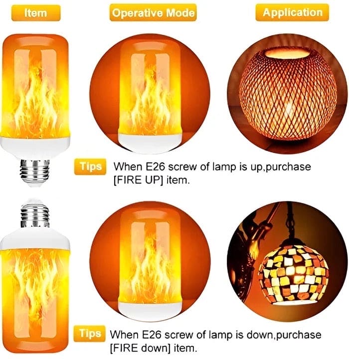LED Flame Bulb, Yellow Flickering Lamp With Upside Down Effect, LED Dynamic Flame Effect Light, Indoor and Outdoor Home Decoration Flame Blub, Summer Flame LED Flame Light Bulb