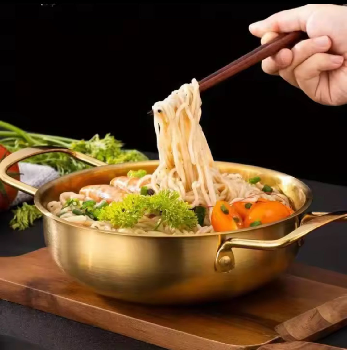 Korean Style Noodles Pot With Handle, Stainless Steel Cookware Pan, Kitchen Cooking Pan