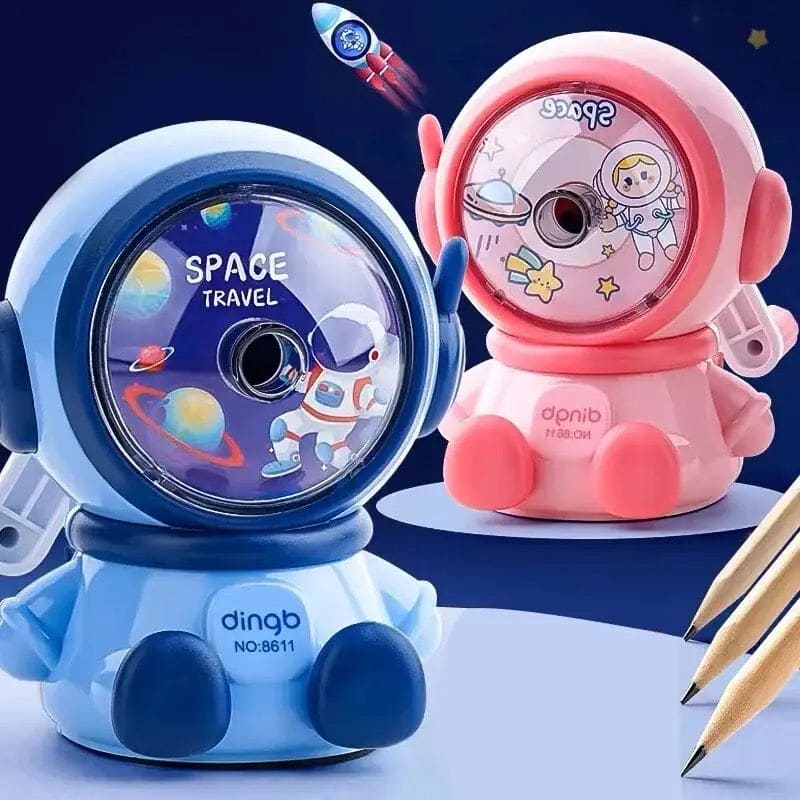 Astronaut Cartoon Pencil Sharpener, Students Pencil Sharpener, Hand Crank Manual Sharpener, 3rd Gear Adjustable Cute Astronaut Mechanical Sharpener, Cartoon Pencil Cutter For School, Astronaut Sharpener with Container