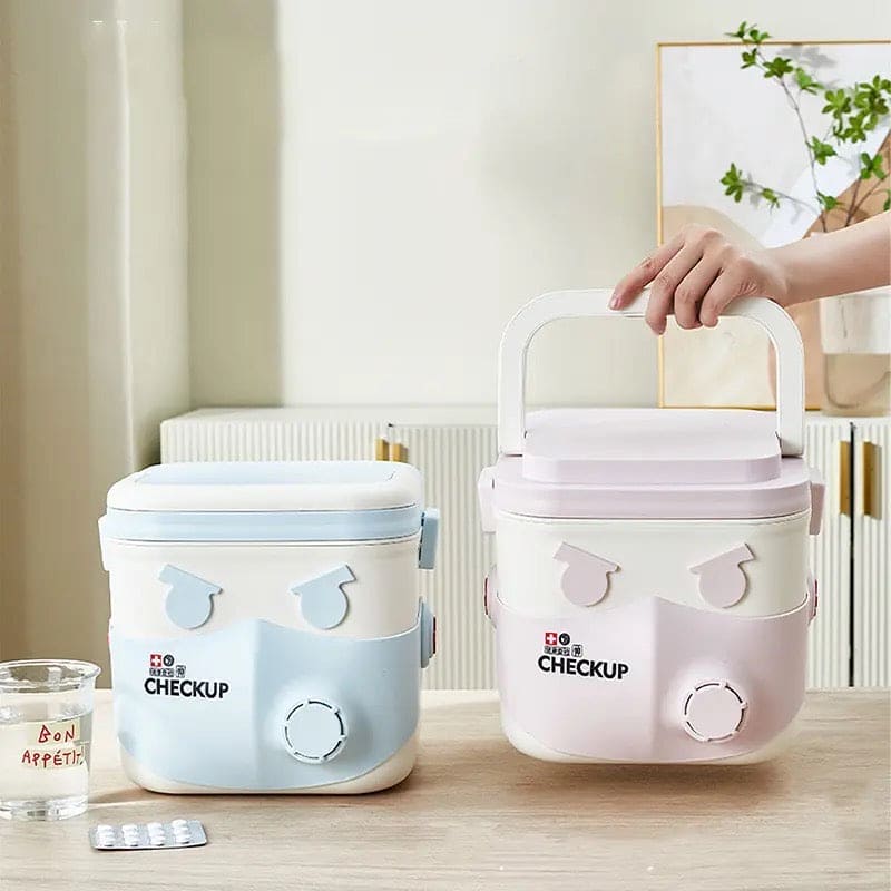 Mask Medicine Box, Small First Aid Kit Medicine Storage Box, Double Layer Medicine Holder, Emergency Medical Case, Portable Multifunctional Medicine Storage Box, Home Medicine Box, Multipurpose Craft Box Organizer For Medicine