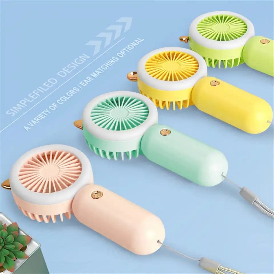 2 In 1 Fan With Led, Personal Portable Hand Electric Fan, Air Cooler with LED Night Light, Usb Rechargeable Mini Traveling Fan, Led Lighting Small Fan