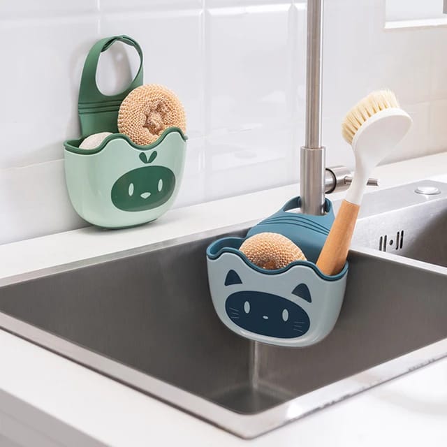 Faucet Hanging Sponge Holder, Kitchen Dish Sponge Holder For Sink, Str ...