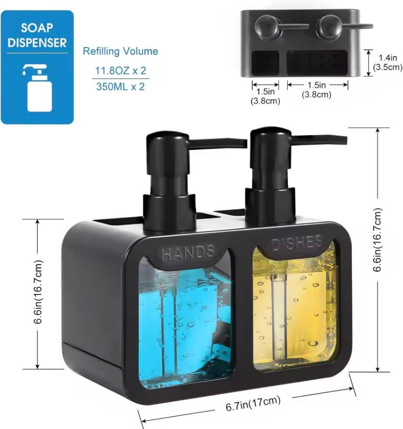 4 in 1 Manual Press Liquid Dish and Hand soap Dispenser, Dishwashing Soap Dispenser, Soap Dispenser With Sponge Holder