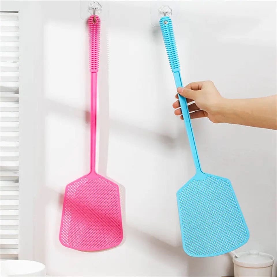 Plastic Fly Swatters, Flexible Long Handle Manual Swat, Striking Fly Sticky Flea Mattress Sticky Strip, Pest Bug Mosquito Insect Killer Slap Tool