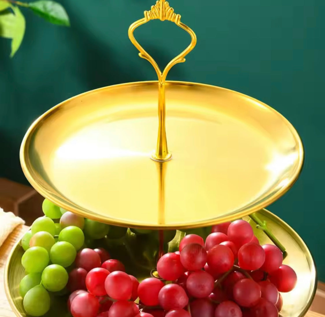 Three Layer Stainless Steel Cake Display Stand, Luxury Gold Dessert Display Stand, Multi Layer Serving Tray, Serving Platter Stand, Elegant Gold Cake Stand with 3 Decorative Serving Trays