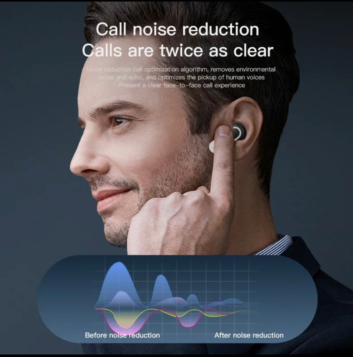 LCD Touch Screen EarBuds, Bluetooth Touch Control Noise Reduction EarBuds, Digital Wireless Bluetooth Earphones