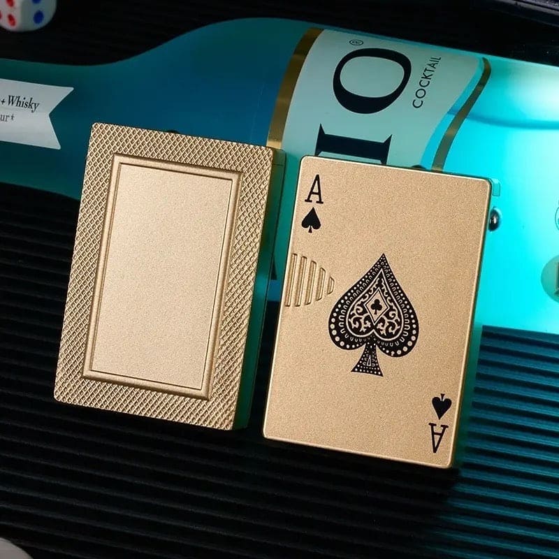 Poker Card Metal Lighter, Creative Jet Flame Pocket Lighter, Windproof Playing Card Lighter, Windproof Outdoor Lighter, Cool Gadget Pocket Lighter, Flame Dazzling Butane Lighter