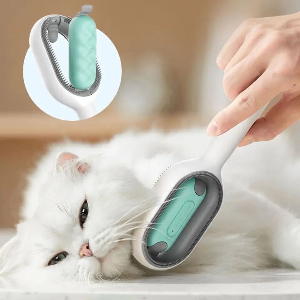Pet Grooming Brush, Clothes Fuzz Shaver, 4 in 1 Pet Cleaning Hair Removal Comb, Travel Brush for Removing Pet Hair in Cloth, Self Slicker Cleaning Brush, Multifunctional Cat Dog Comb, Floating Hair Sticky Remover, Universal Pet Knots Remover