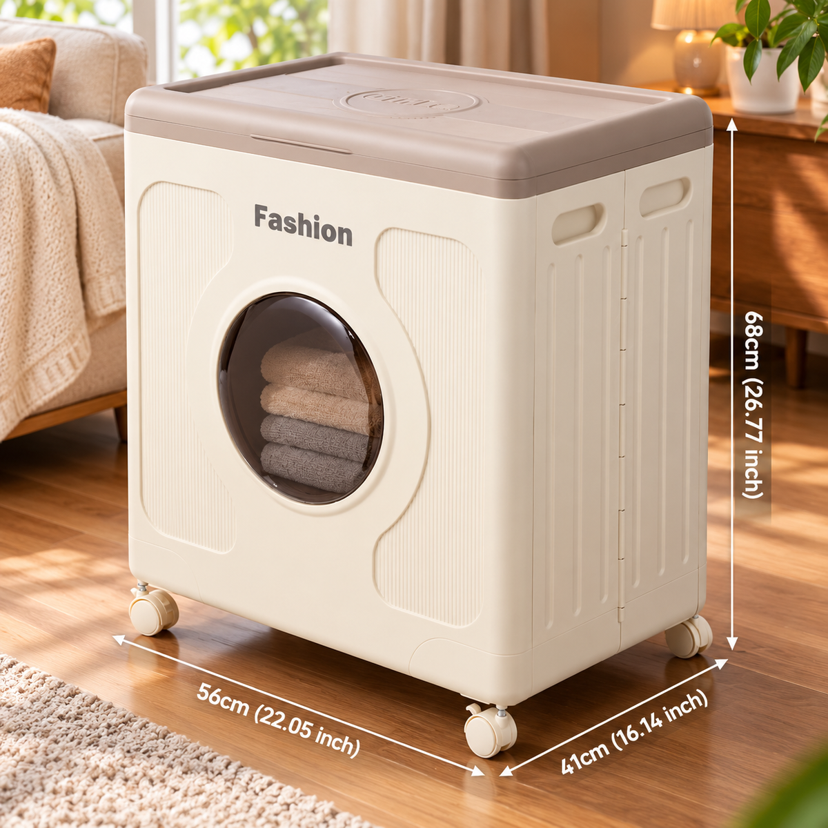 Large Capacity Laundry Storage Box, Foldable Laundry Organizer with Wheels, Smart Rolling Storage Box