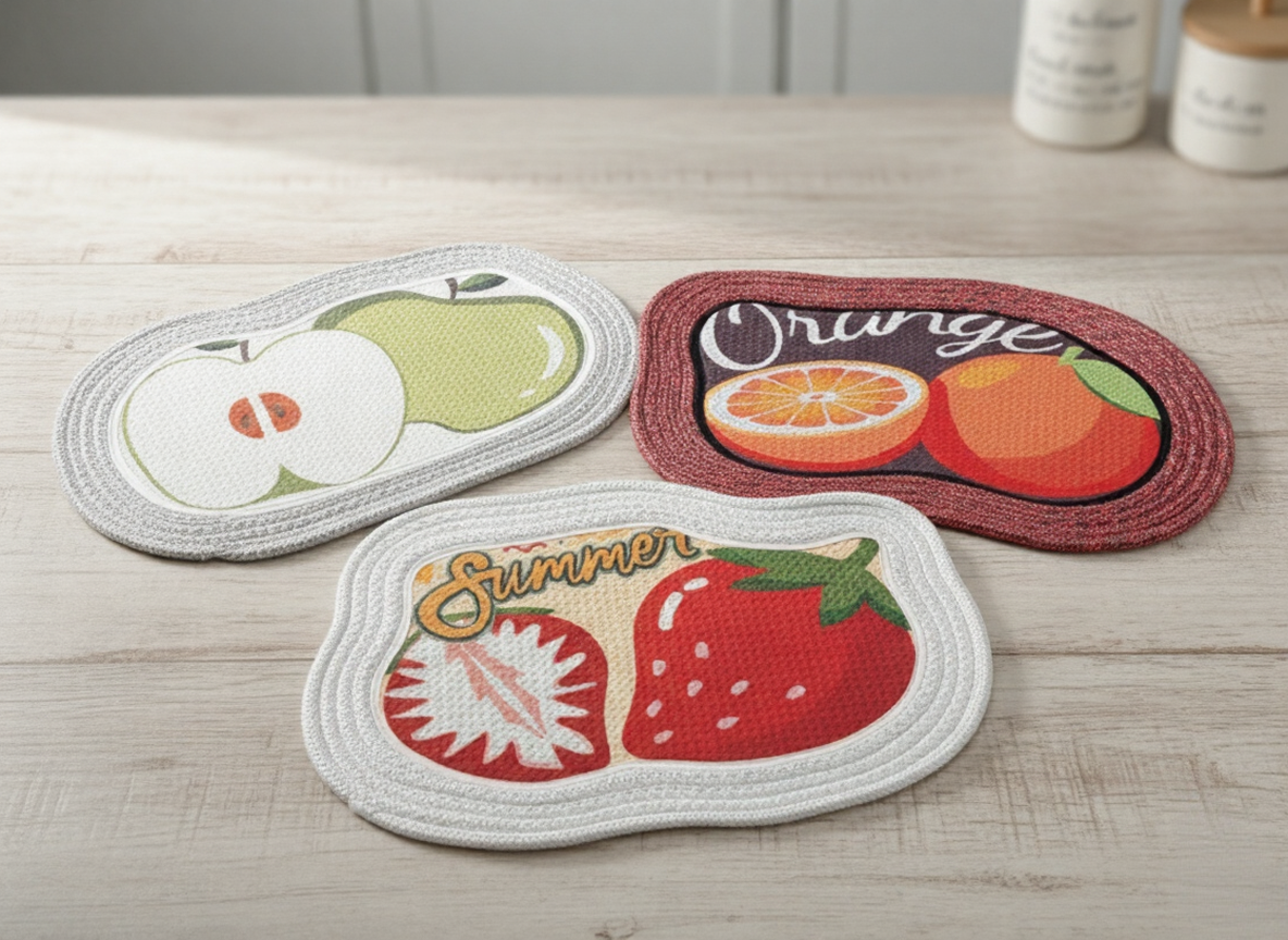 Fruit Fusion Kitchen Mats, Kitchen Anti Slip Mat, Fresh Fruit Kitchen Coasters