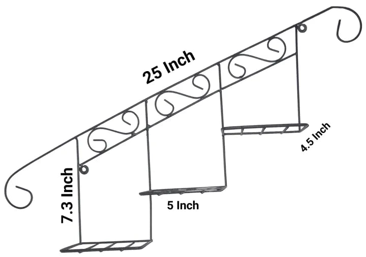 Wall Mounted Floral Display Flower Storage Rack, 3 Step Wall Mount Iron Stand, Wall Basket Plants Stand