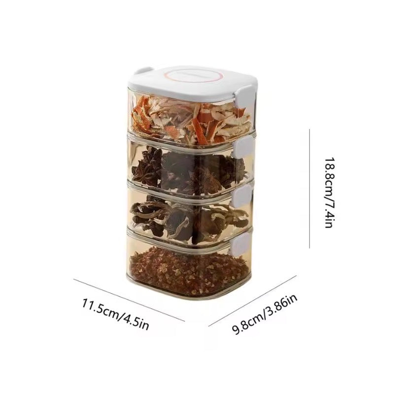 Korean Design Spices Mini Container, Stackable Airtight Spice Containers With Lid, Adjustable Compartments Spices Box