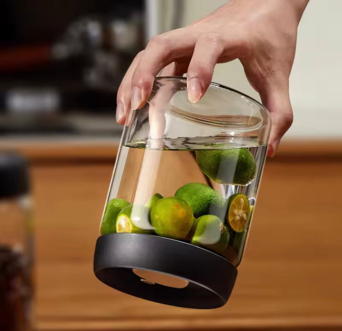 High Borosilicate Vacuum Sealed Coffee Jar, Press Down Vacuum Glass Coffee Canister, Coffee Bean Storage Container With Airtight Lid