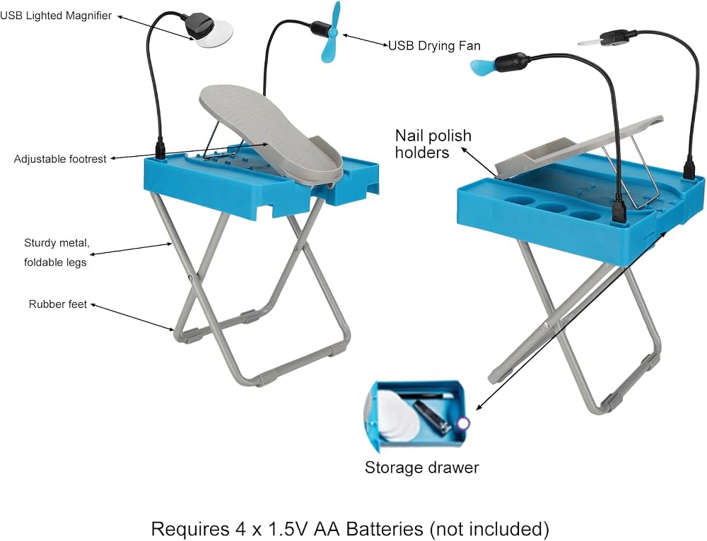 Portable Manicure Nail Art Station, Foldable Nail Care Organizer Table,     Multi Purpose Manicure Station, All In One Nail Salon Workstation