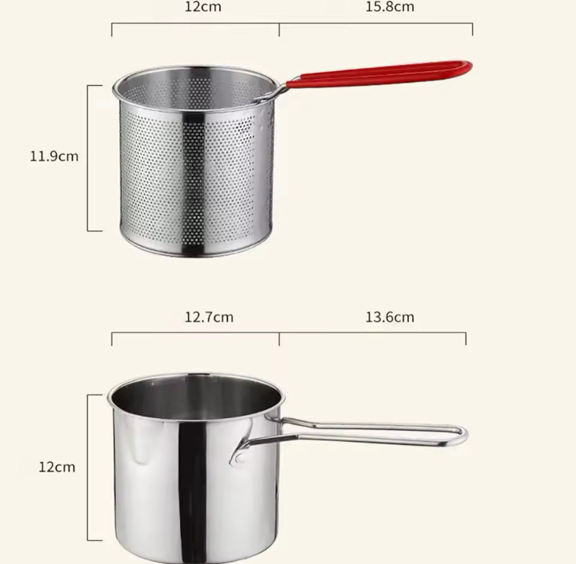 Stainless Steel Deep Fryer With Frying Basket, Tempura Frying Pot With Strainer, Multi Functional Cooking Kitchen Acceesories