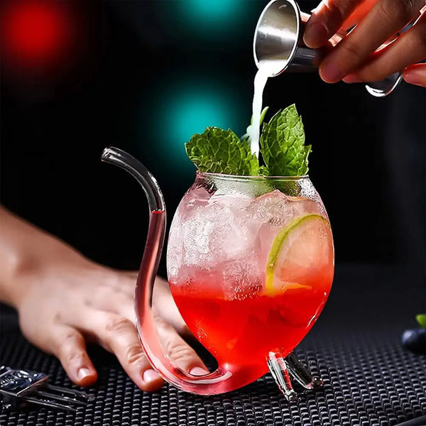 Double Wall Curved Glass Drinking Cup, Transparent Drinking Glass With Built In Tube, Creative Transparent Glass Tumbler, Luxury     Spiral Straw Glass Cup