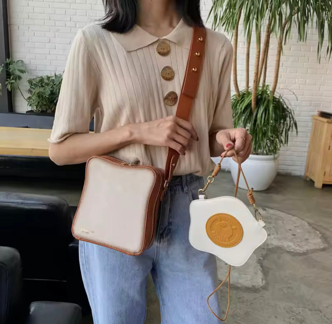 Crossbody Fried Toast Bread Bag, Bread Shape Women Shoulder Bag, Fashionable Egg Bread Shoulder Bag