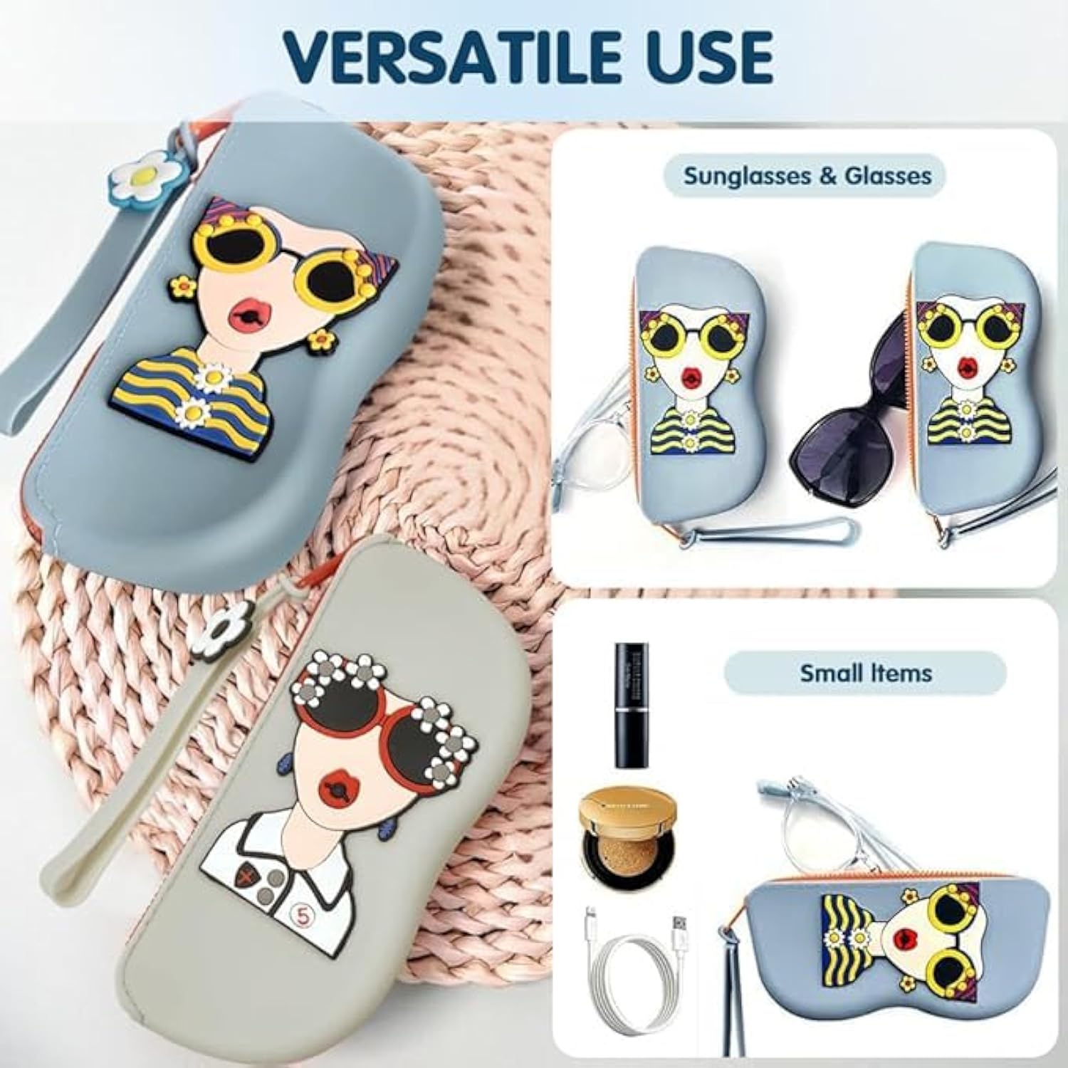 Silicone Sunglasses Case, Portable Travel Glasses Holder Cover, Waterproof Shockproof Eyeglass Case, Nova Style Pouch