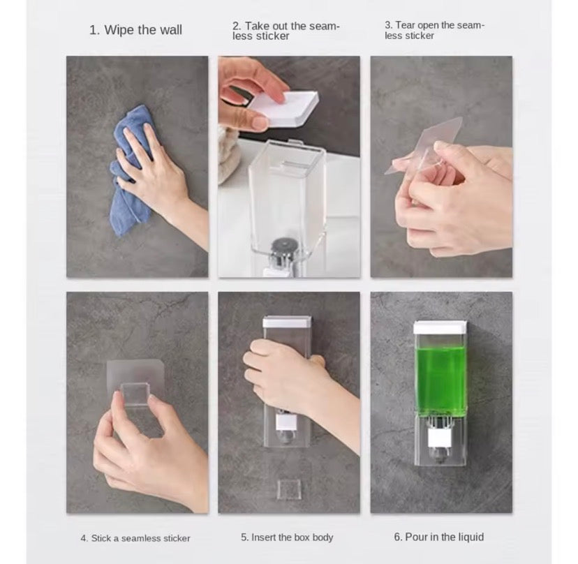 Non Punching Transparent Manual Press Soap Dispenser, Wall Mounted Soap Dispenser, Refillable Press Type Hand Wash Dispenser