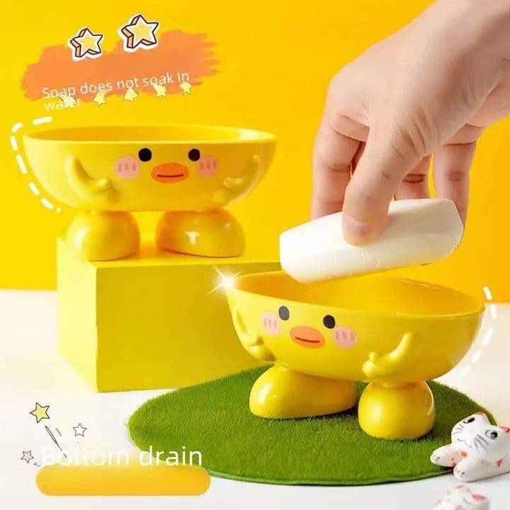 Eco Friendly Duck Soap Drain Box, Multifunctional Drain Soap And Sponge Holder, Cute Cartoon Oval Shaped Soap Dish