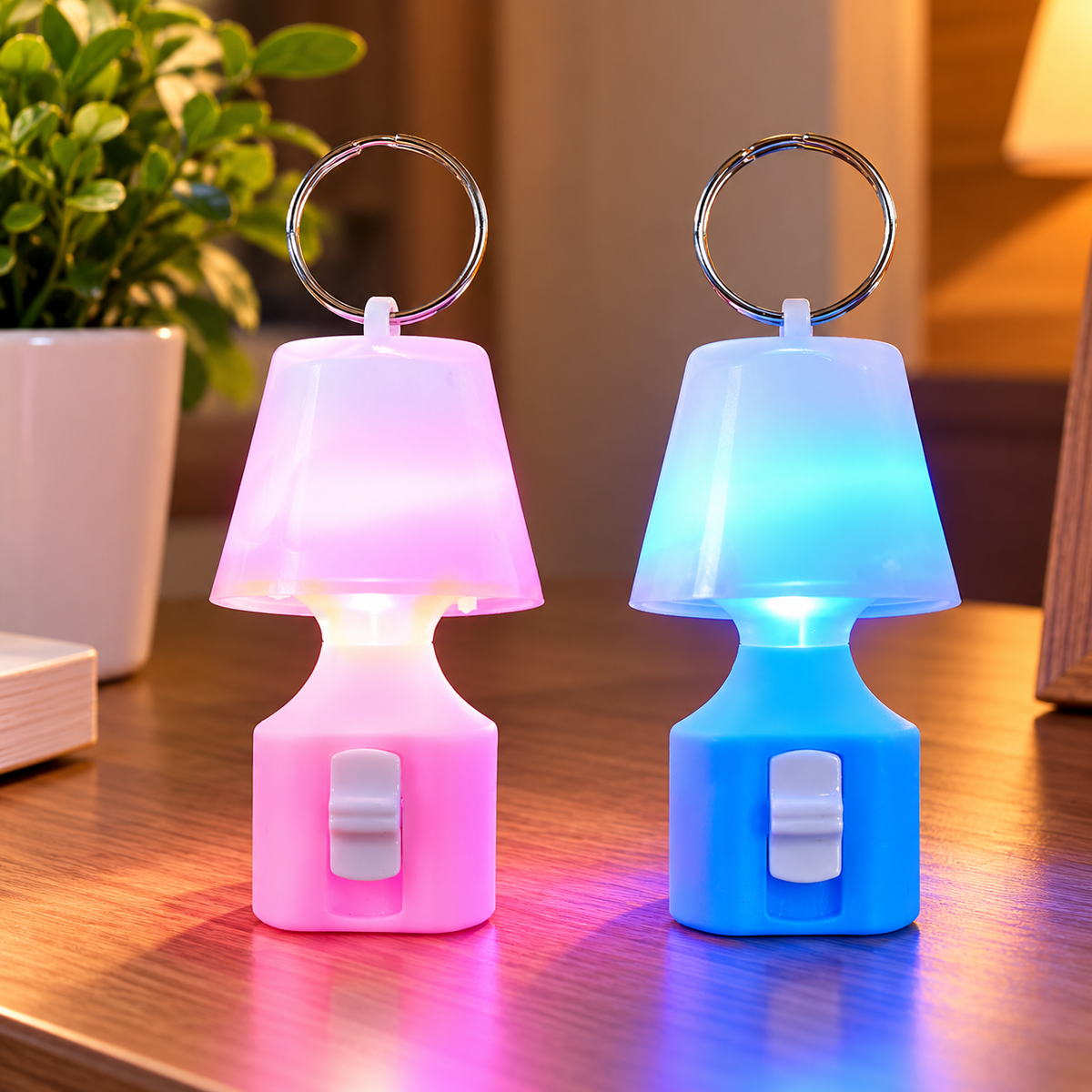 Set Of 3 Mini LED Lamp Keychain, Mini Table Lamp Keychain, Cute Lamp Shaped Keychain Light, Colourful Mini Lamp Keychain, Pocket Size LED Lamp