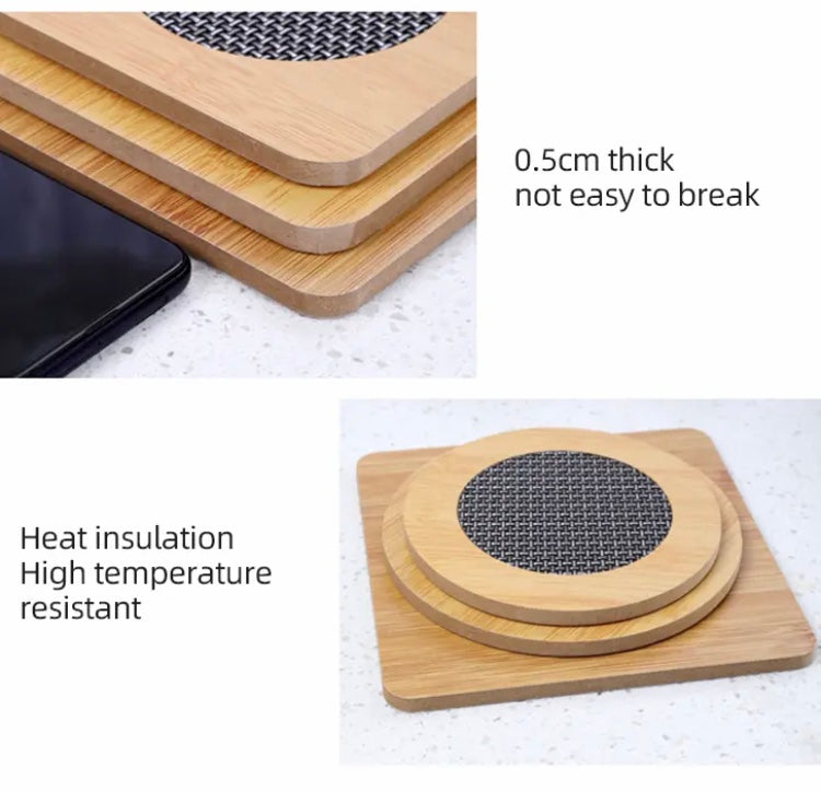 Wooden Heat Pad, Antislip Pot Holder Table, Waterproof Square Mat Round Coasters