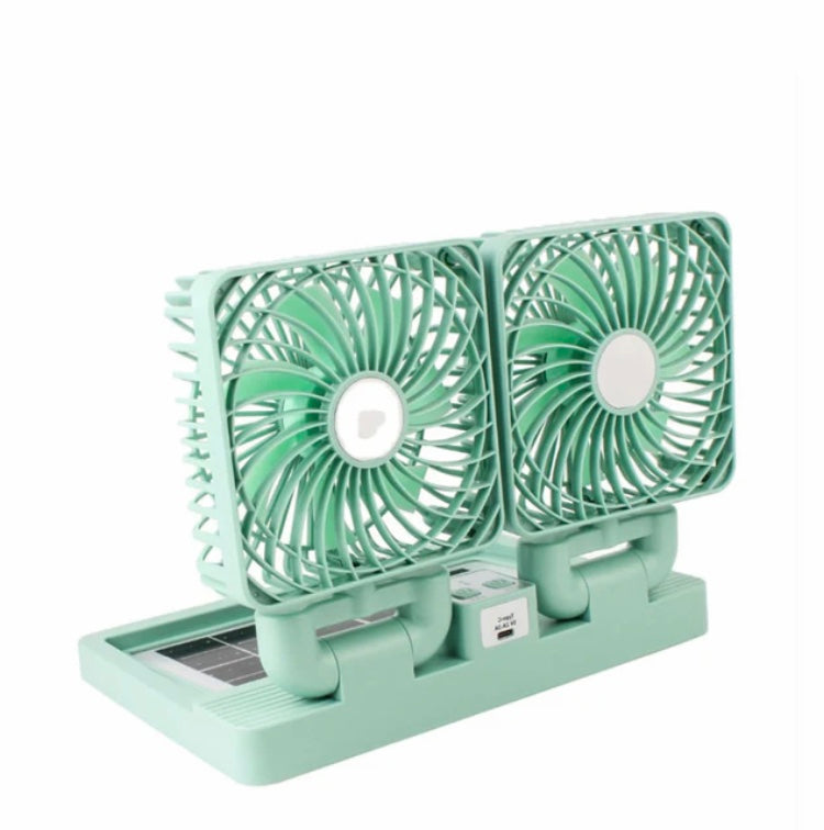 Double Desktop Solar Fan, Mini Solar Panel Fan, Rechargeable Foldable Outdoor Fan