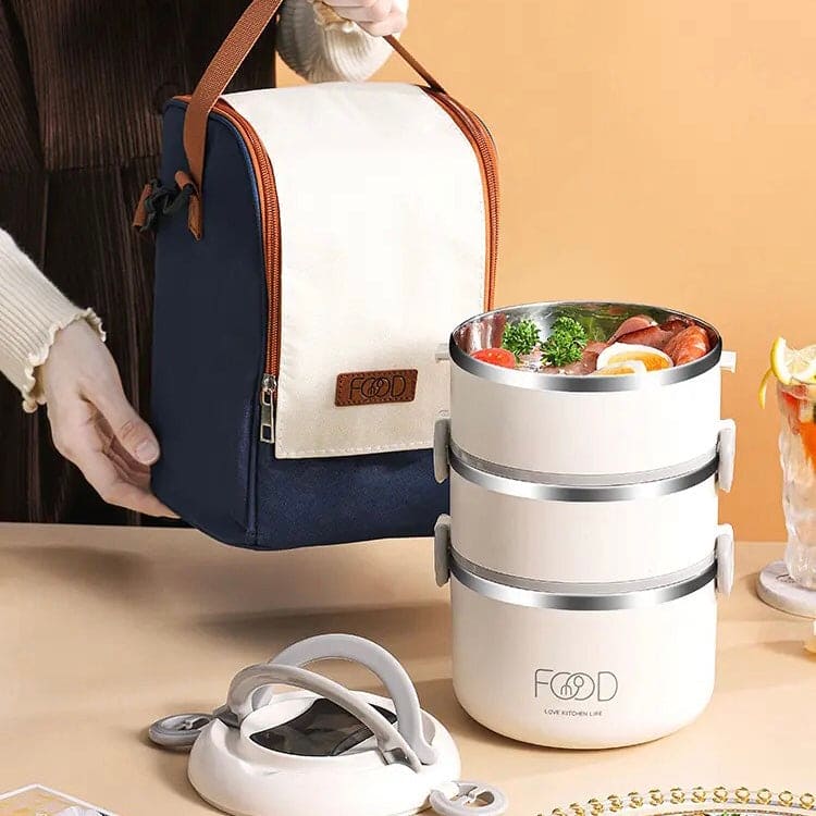 Warm Lunch Box With Bag, Super Long Insulated Lunch Bucket, Multilayer Stainless Steel Bento Box, Portable Hermetic Thermal Lunch, Kitchen Tableware Adult Hot Lunch Box, Adult Lunch Box, Insulated Lunch Containers Bento Box