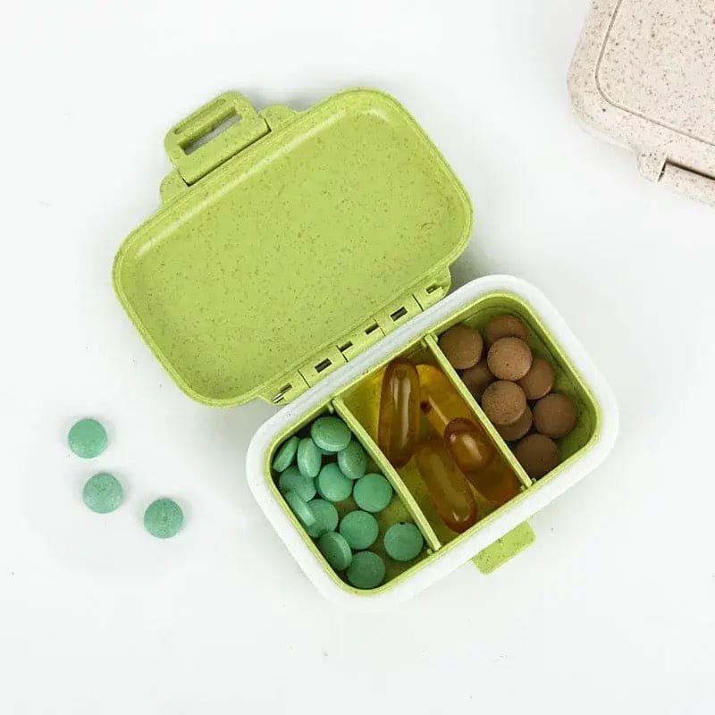 Mini Briefcase Pill Box, 3 Gird Pocket Pills Organizer, 7 Day Mini Weekly Medicine Box, Portable Tablet Medicine Dispenser, Handy Pill Box with 3 Removable Compartments, Portable Pill Box Supplement Box, Multipurpose Storage Case