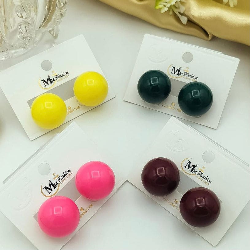 Round Ball Ear Studs, Elegant Style Round Female Ear Ornaments, Simple Resin Round Stud Earring Jewellery