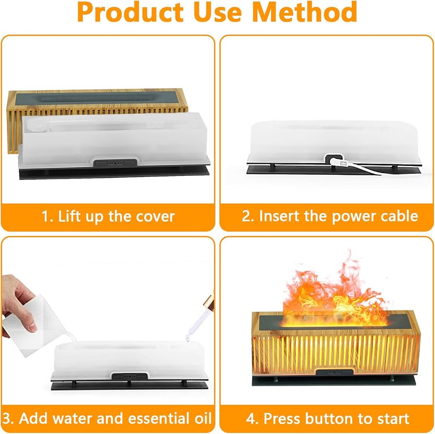 Flame Aromatherapy Humidifier, Aroma Diffuser With Flame Effect, Desktop 3D Flame Humidifier