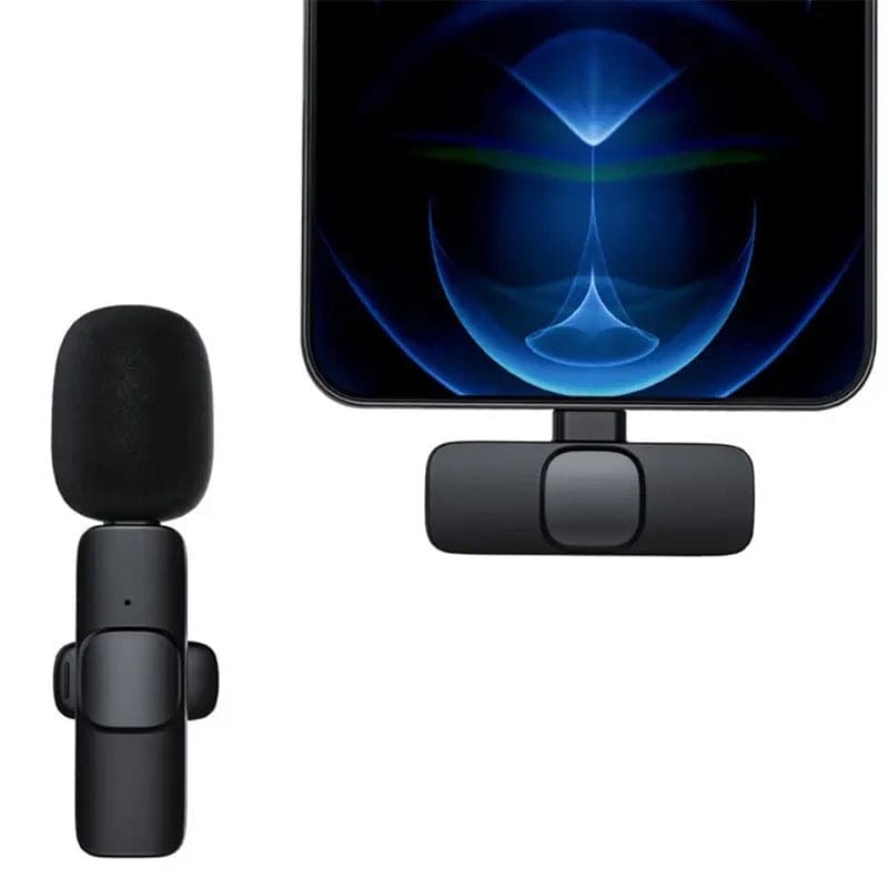 Portable Wireless Mic, Wireless Lavalier Microphone, Mini Mic For Audio Video Recording Interview Streaming Tiktok Game Live Broadcast, Lavalier Microphone for Smartphone, K8 Wireless Mini Mic for iPhone Android Type C