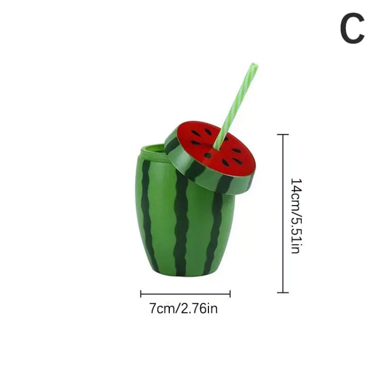 Watermelon Water Bottle, Plastic Summer Straw Cup, Fruity Juice Sippy Cup, Portable Reusable Drinking Cup, Food Grade Plastic Cartoon Fruit Drinkware