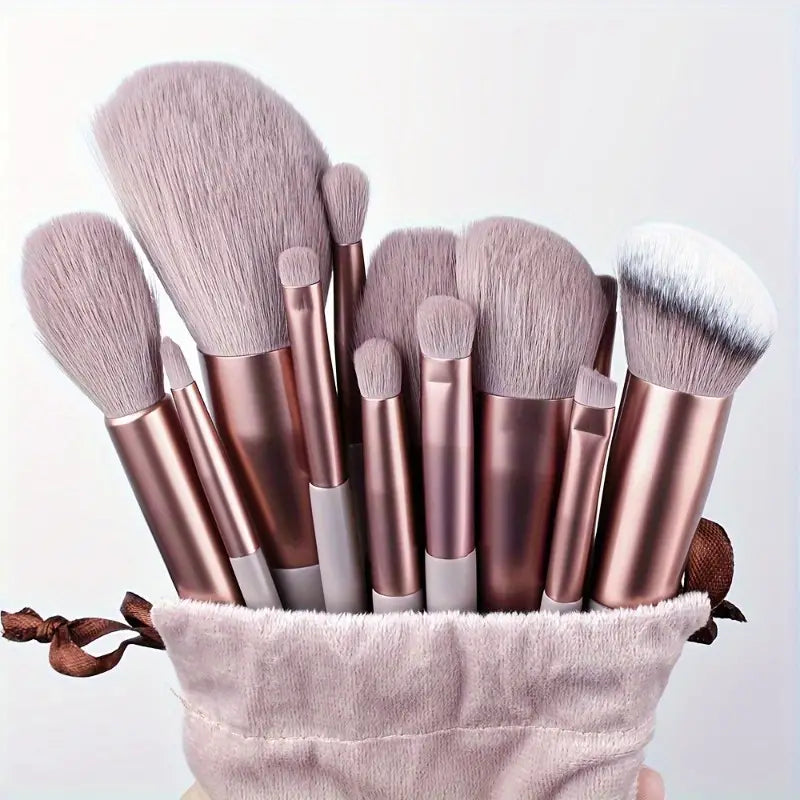 Set of 13 Spring Makeup Brush, Soft Fluffy Professional Kabuki Blend Shadow Makeup Brush, Foundation Blush Powder Eyeshadow Concealer Tools with Bag, Cosmetic Brush Pouch, Festival Beauty Cosmetic Tool, Premium Makeup Brush Set