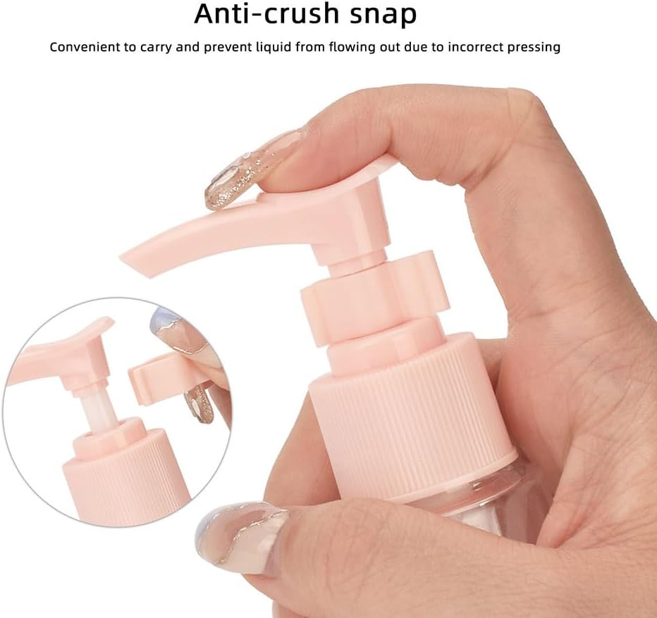 Travel Dispenser Bottle Pouch Set, Face Wash Skin Care Hand Cream Dispenser, Transparent Liquid Spray Empty Bottle