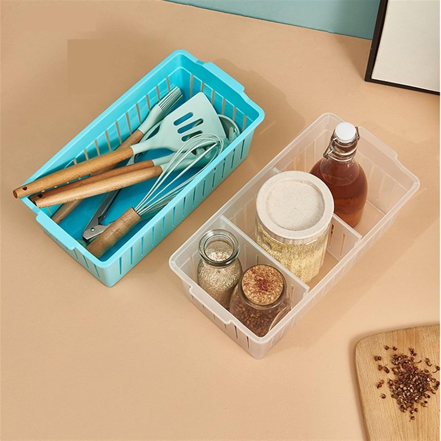 Detachable Storage Basket, Multifunctional Vanity Storage Bin, Household Kitchen Bathroom Sorting Storage Box, Wardrobe Storage Box, Stackable Organizer With Partitions, Divided Organization Plastic Baskets