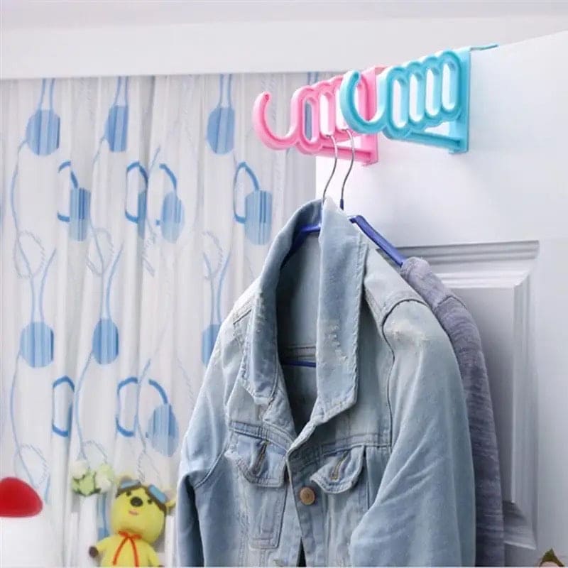 Door Back Hook, Multifunctional Foldable Cloth Hanger, 5 Hold Door Plastic Organizer, Multipurpose Home Accessories Foldable Clothes Hanger, Drop Down Hitch Clothes Hanger, Mini Plastic Hook Hanger, Over The Door Hanger
