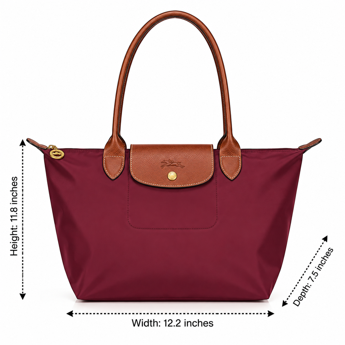 Nylon Tote Bag with Leather Handles, Everyday Shoulder Tote Bag, Large Capacity Tote Bag, Women’s Lightweight Travel Tote Bag