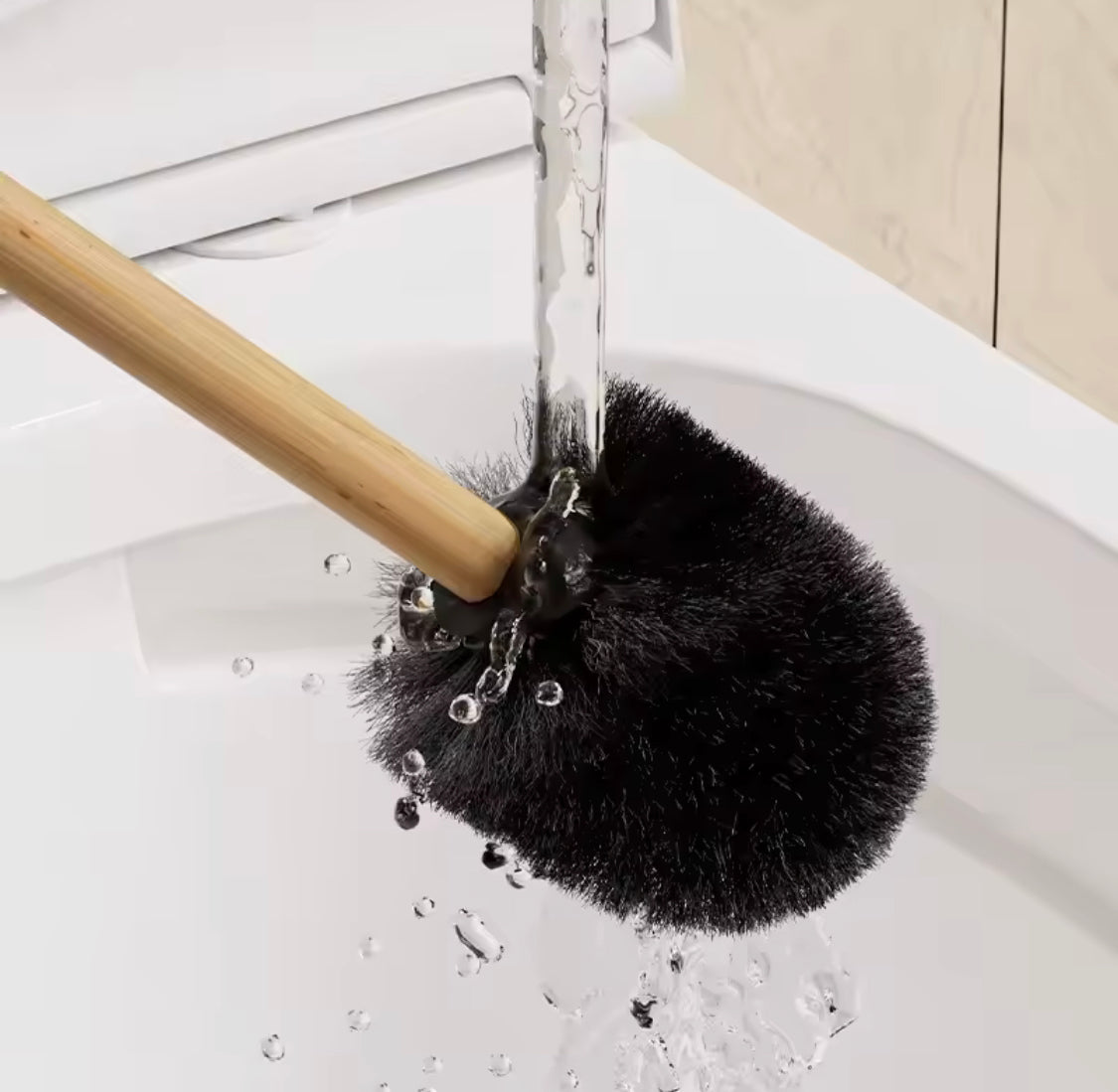 Anti Splashing Wooden Toilet Brush With Holder, Long Handle Toilet Brush, Household Washing Toilet Cleaning Brush